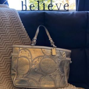 Coach Leather Rhinestone Studded Tote